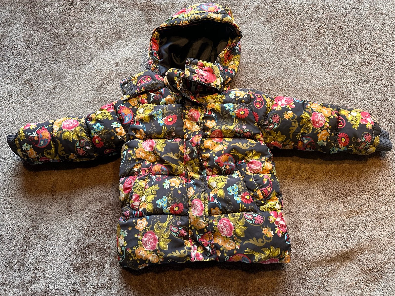 Name It winterjasje met bloemenprint, maat 80, Kinderen en Baby's, Ophalen of Verzenden, Zo goed als nieuw, Meisje, Jasje