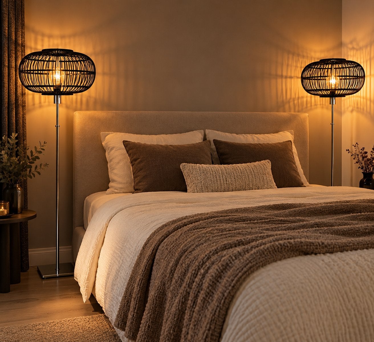 Set van 2 moderne staande lampen – zwart/chroom, Ophalen, Zo goed als nieuw, 150 tot 200 cm
