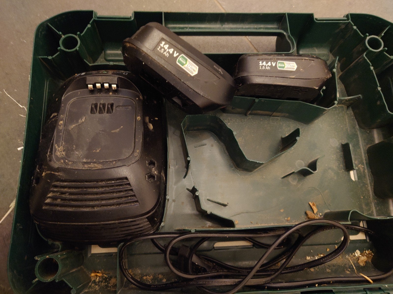 2x Bosch 14,4V 1,5Ah accu, Ophalen of Verzenden, Gebruikt, Boor- en Schroefmachine