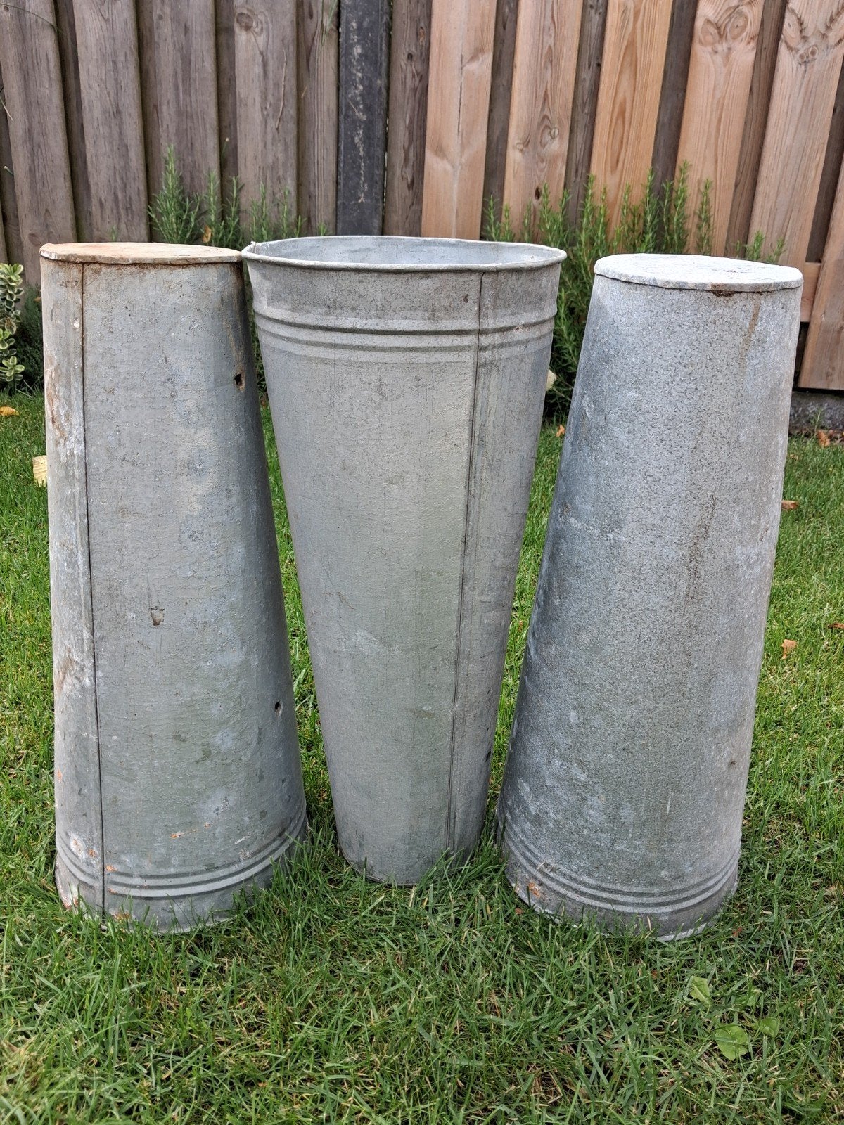 IJzeren bloem/plantbakken - 3 stuks, Ophalen, Gebruikt, Rond, Balkon