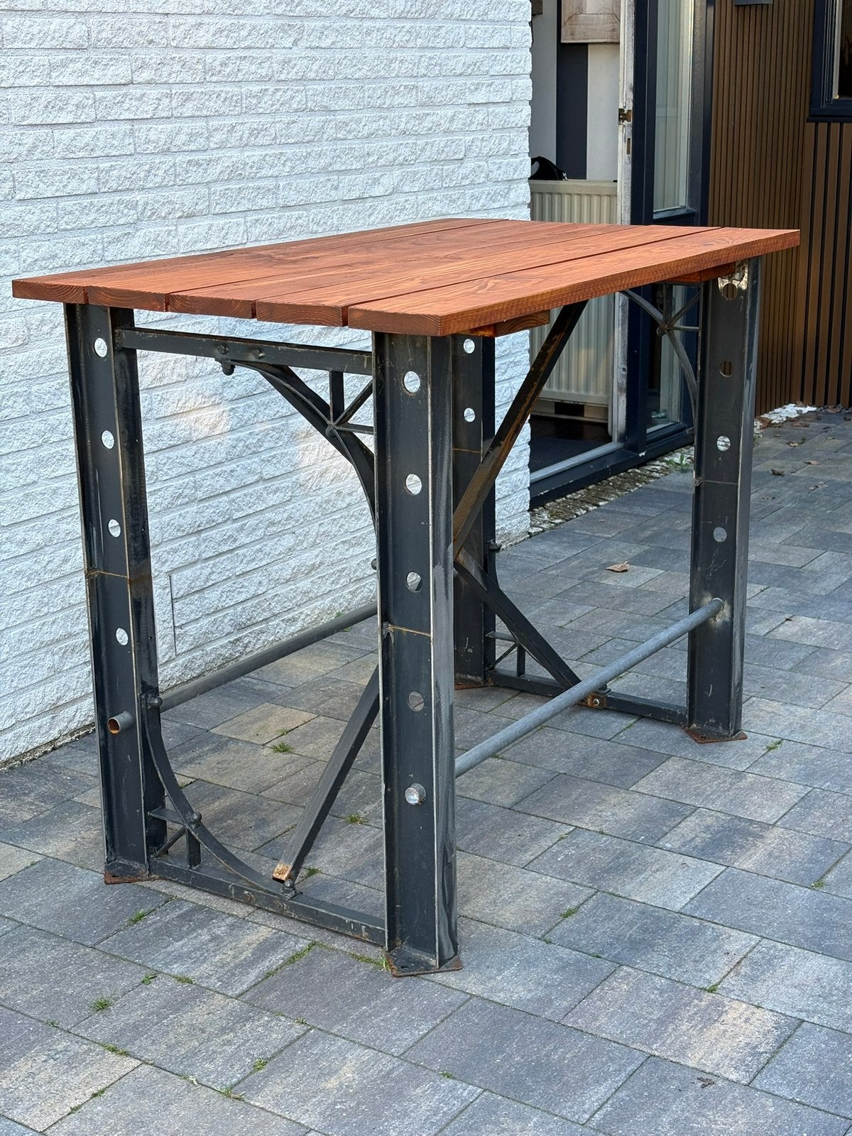Stalen bartafels/hangtafels/statafels met Douglas blad., Ophalen of Verzenden