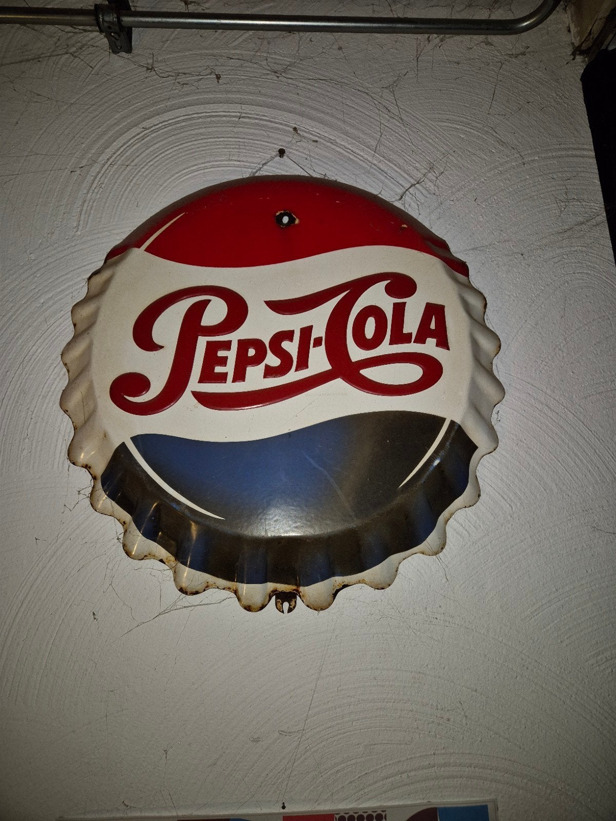 Vintage Pepsi-Cola Kroonkurk Reclamebord, Ophalen of Verzenden, Zo goed als nieuw, Overige typen
