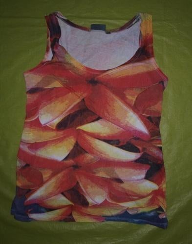 Bloementop (XL), Kleding | Dames, Tops, Maat 46/48 (XL) of groter, Oranje, Ophalen of Verzenden, Gedragen