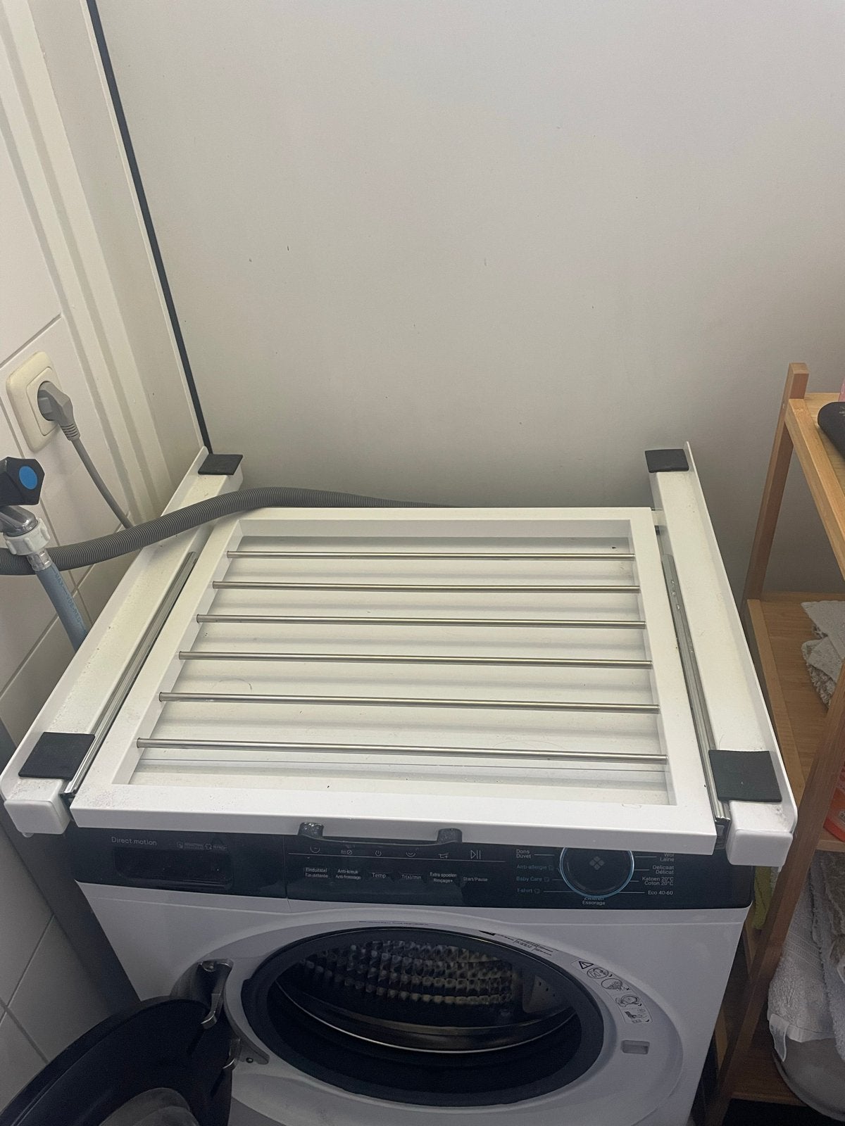 Wasmachine stapelaar met uitschuifbaar wasrek, Ophalen of Verzenden, Zo goed als nieuw