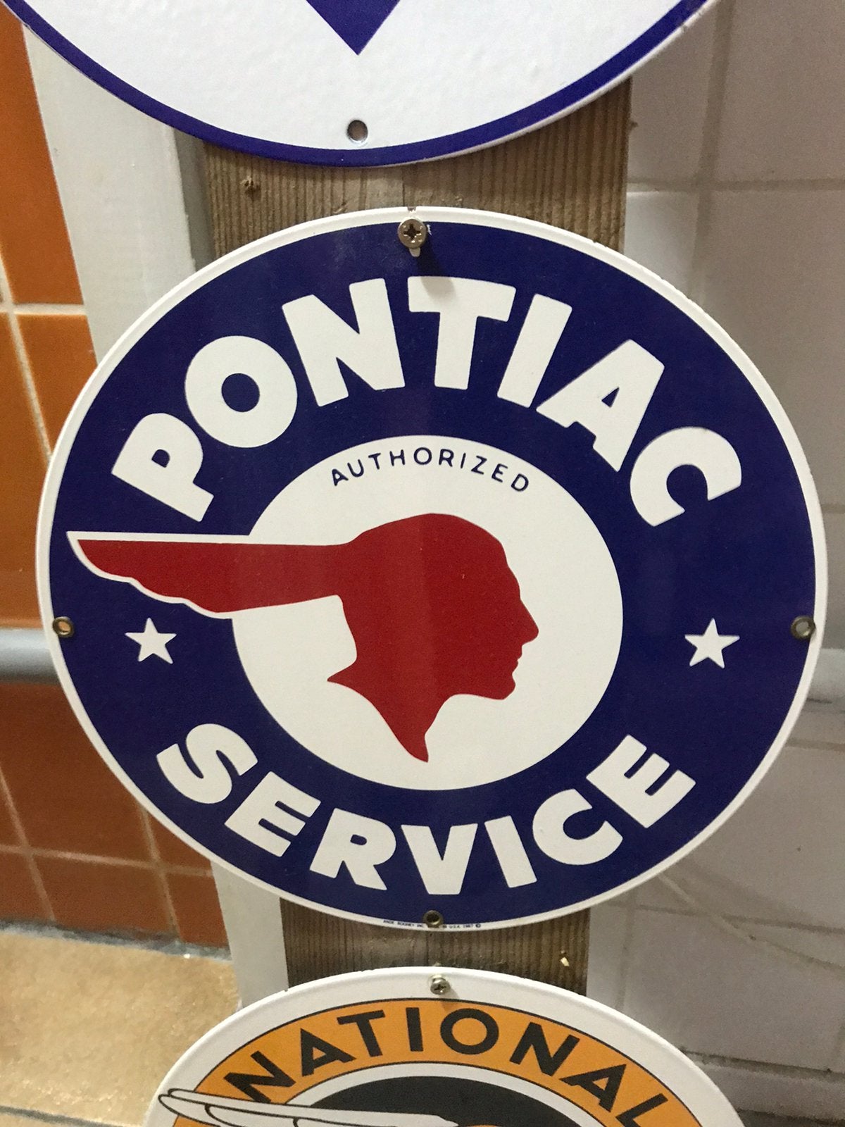 Pontiac emaille reclamebord, Ophalen of Verzenden, Gebruikt, Reclamebord