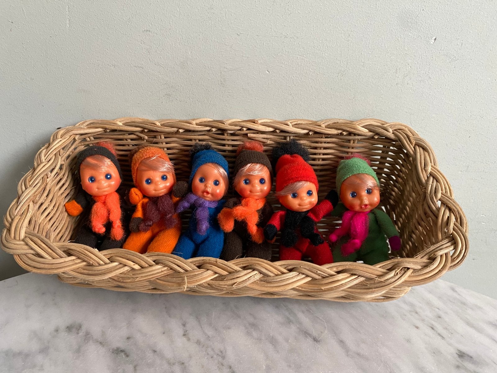 6 Vintage lucifer poppetjes/matchbox babies, jaren 70., Verzamelen, Ophalen of Verzenden, Zo goed als nieuw, Pop