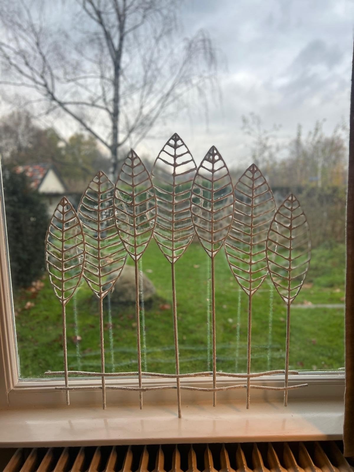 Raamdecoratie Bladeren - Inkijkremmer, Gebruikt, Beige, Ophalen of Verzenden, Landelijk