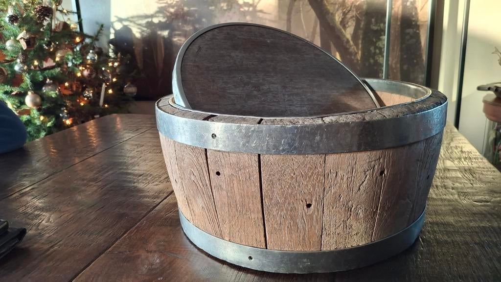 Oud kaasvat / antieke kaasvorm van massief hout, Antiek en Kunst, Ophalen of Verzenden