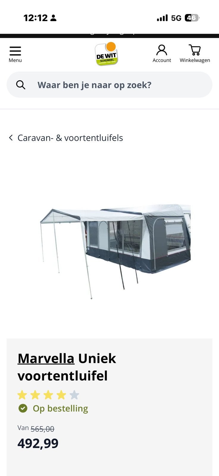 Luifel voor Caravan, Ophalen, Zo goed als nieuw