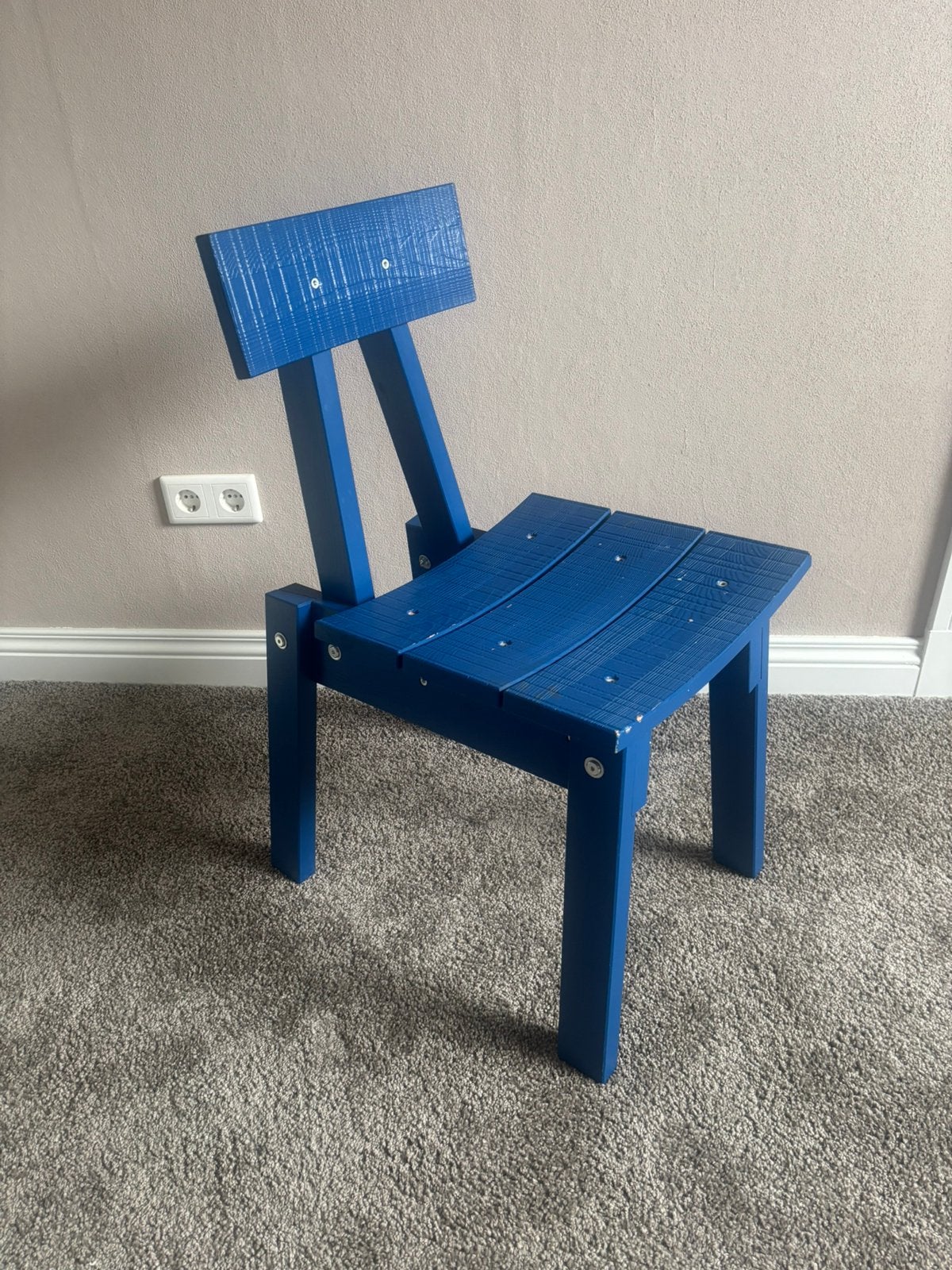 Industriell IKEA stoel Piet Hein Eek, Gebruikt, Blauw, Ophalen of Verzenden, Eén