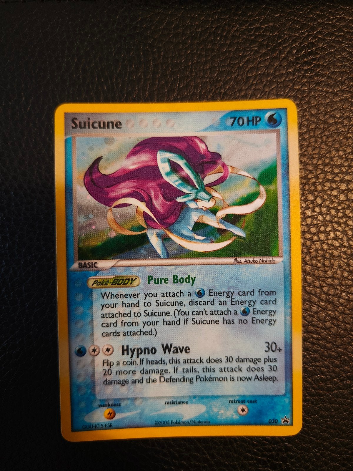 Holo Suicune Pokémon kaart, Ophalen of Verzenden, Zo goed als nieuw, Losse kaart, Foil