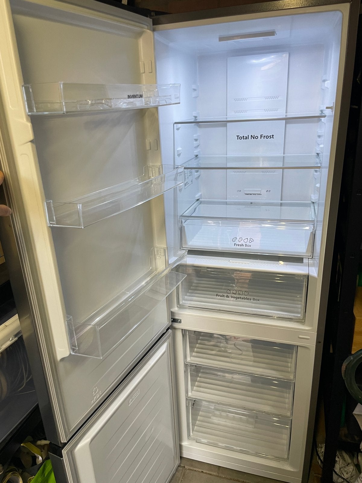 Inventum koel-vriescombinatie – No Frost – 292L – RVS, Ophalen, Gebruikt, 160 cm of meer, Vrijstaand