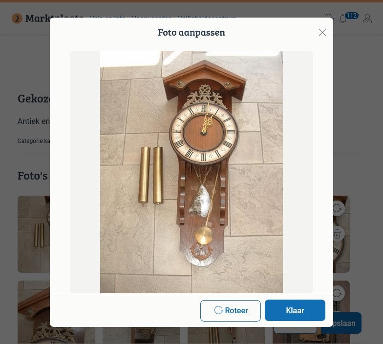 West Duitse regulateur klok wandklok met gewichten, Ophalen