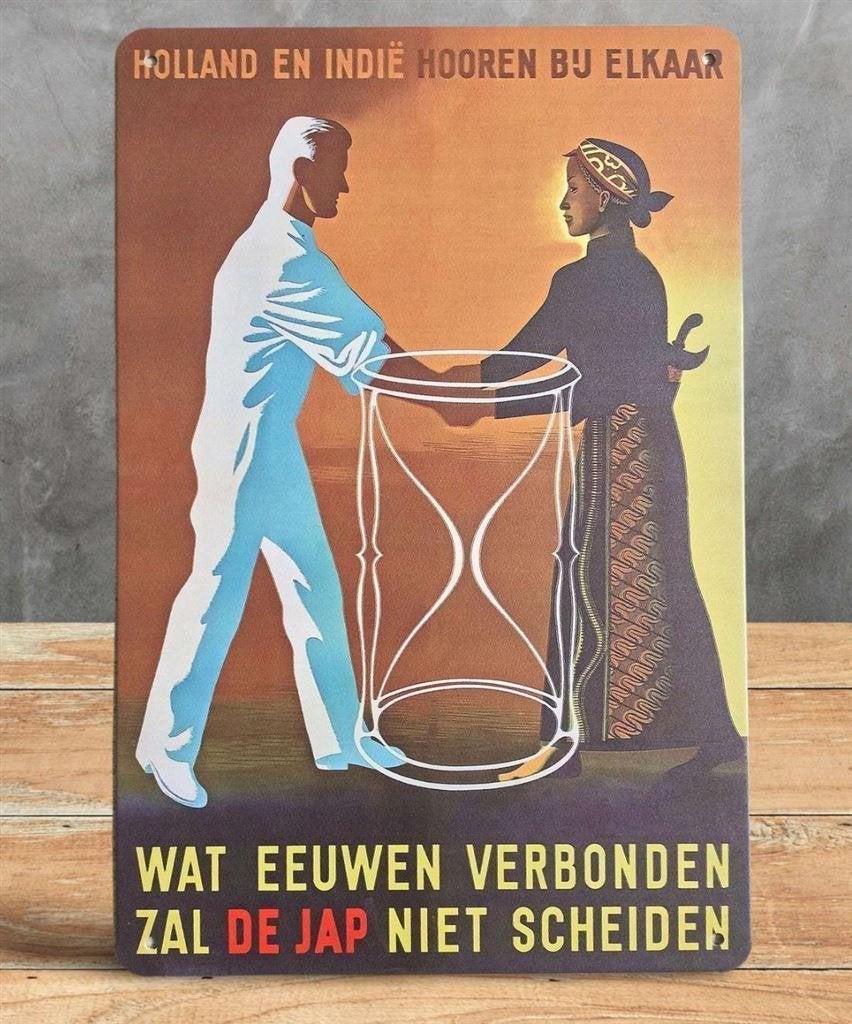 Metalen Nederlands INDIE knil Propaganda Affiche POSTER, Verzenden, Nederland, Foto of Poster