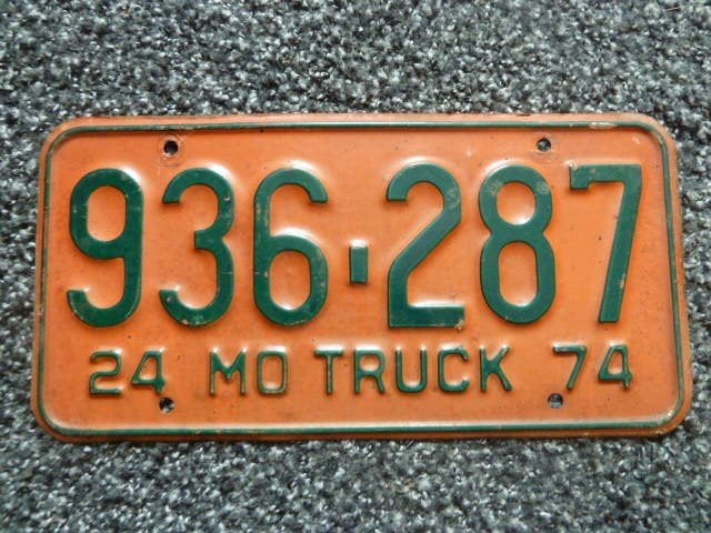Kentekenplaat licenseplate Missouri Truck 1974 USA, Verzenden, Gebruikt, Auto's