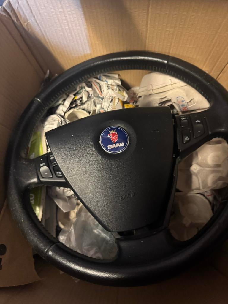 Saab 9-3 2003+ stuurwiel met airbag en bediening, Auto-onderdelen, Besturing, Ophalen of Verzenden, Gebruikt, Saab