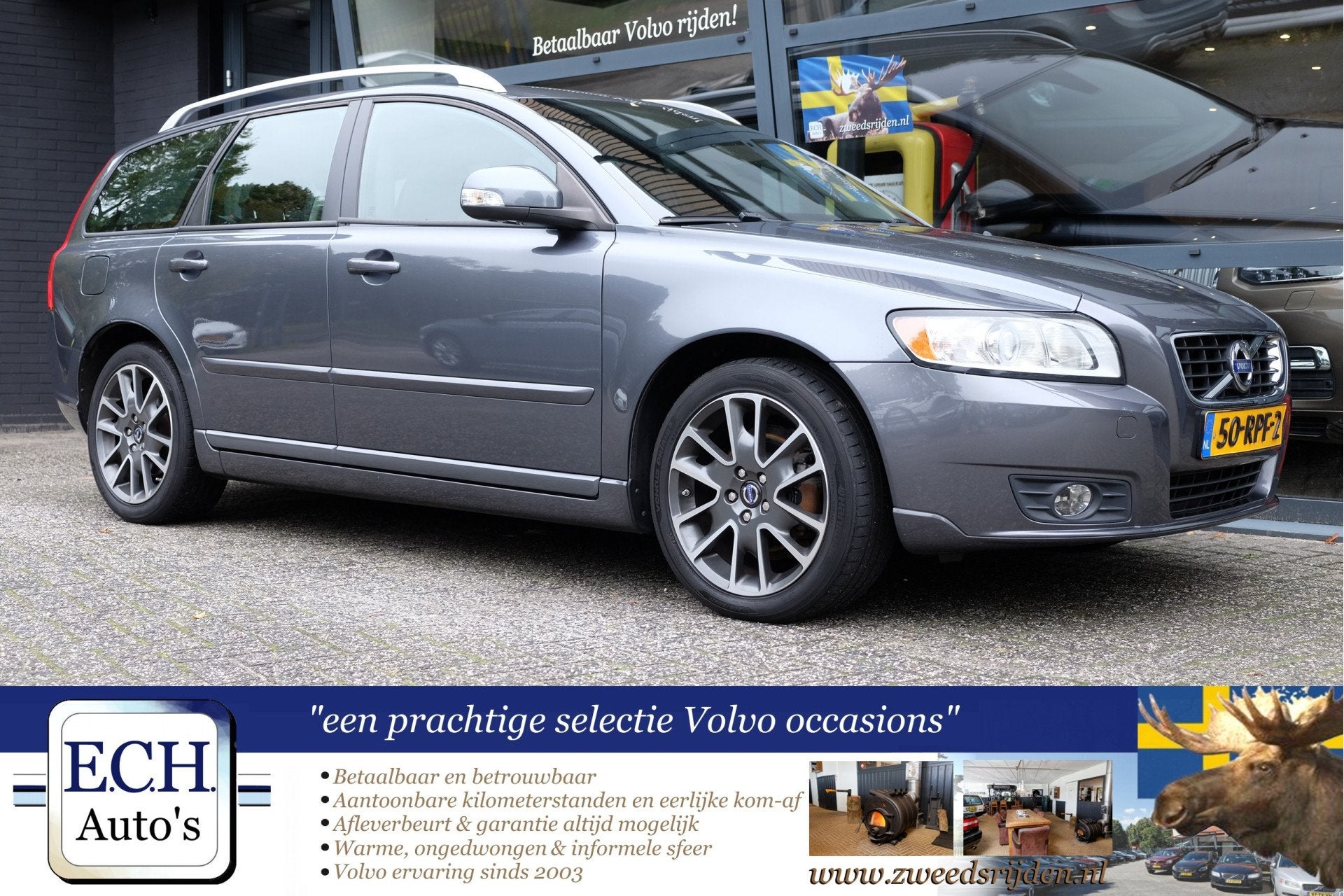 Volvo V50 2.0 145 pk Business Pro Edition, Leer, 17 inch, Tr, Gebruikt, 4 cilinders, Met garantie (alle), 1279 kg