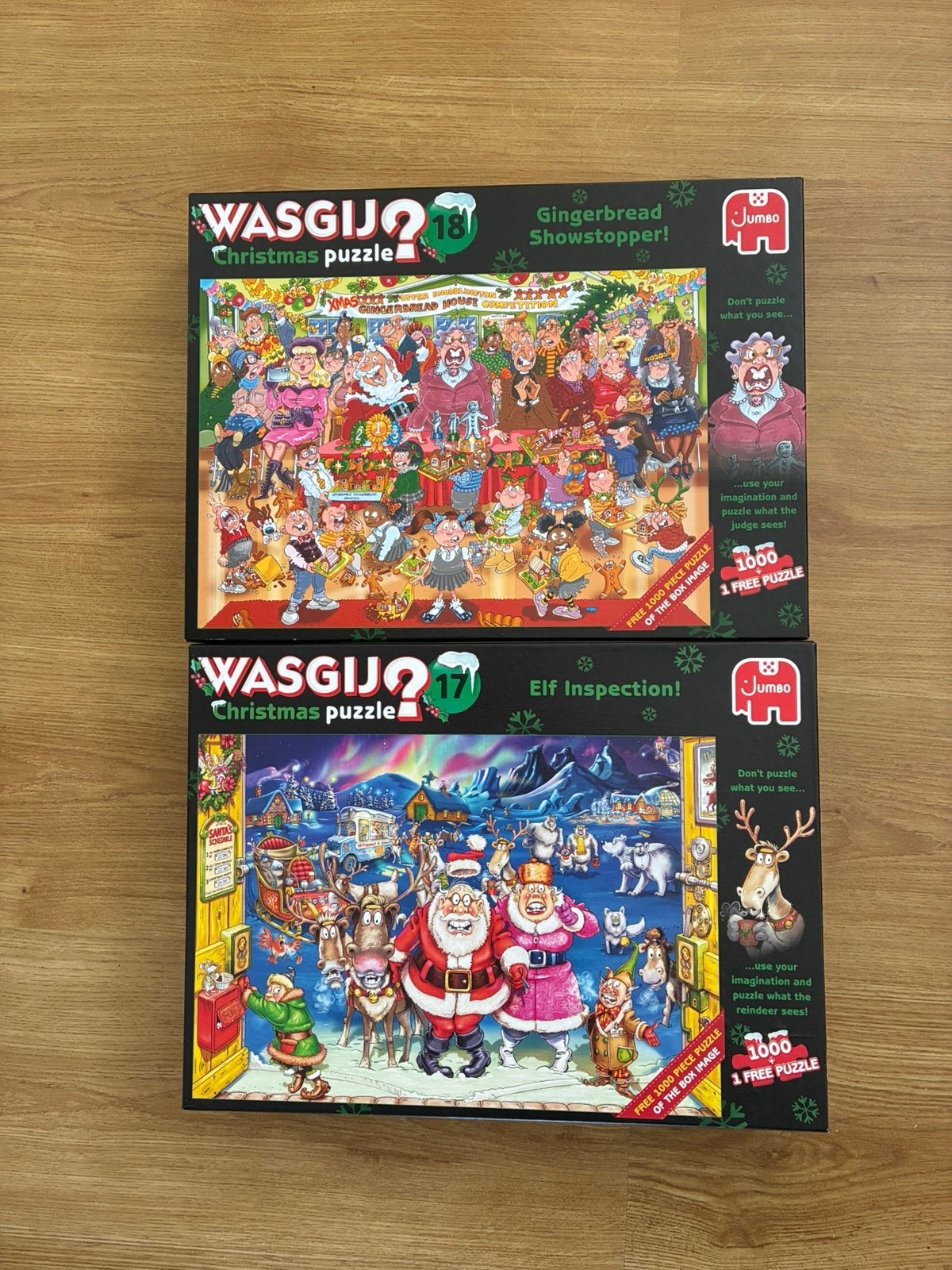 Kerstpuzzels wasgij nr.17 en 18, Ophalen of Verzenden, 500 t/m 1500 stukjes, Zo goed als nieuw, Legpuzzel
