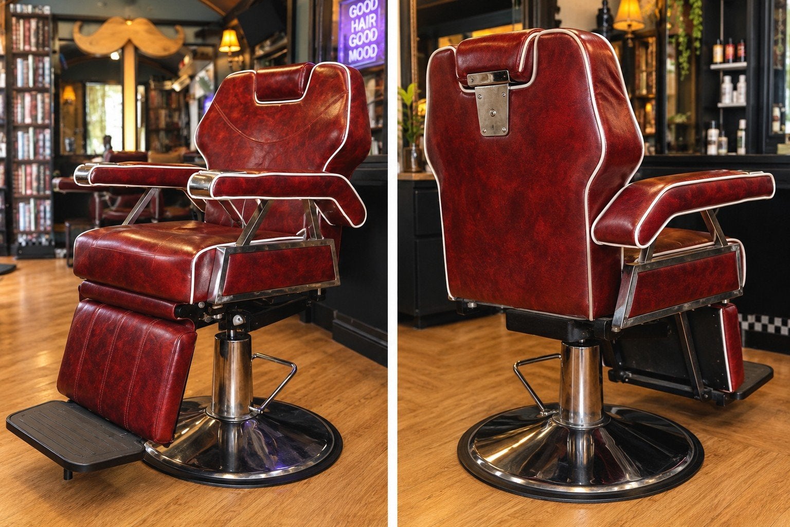 BARBIER STOELEN. Bordeau rood  SET VAN 2, Huis en Inrichting, Ophalen, Twee, Zo goed als nieuw, Leer