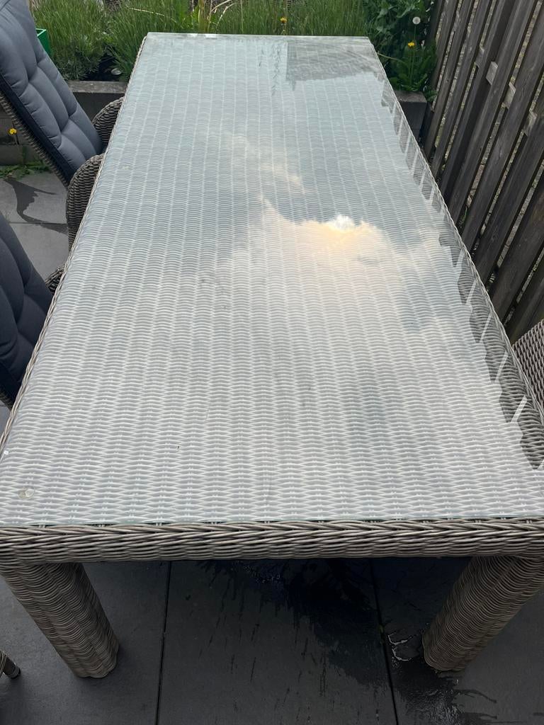 2e hands tuinset zo goed als nieuw., Tuin en Terras, Tuintafels, Ophalen, Zo goed als nieuw, Rechthoekig, Aluminium