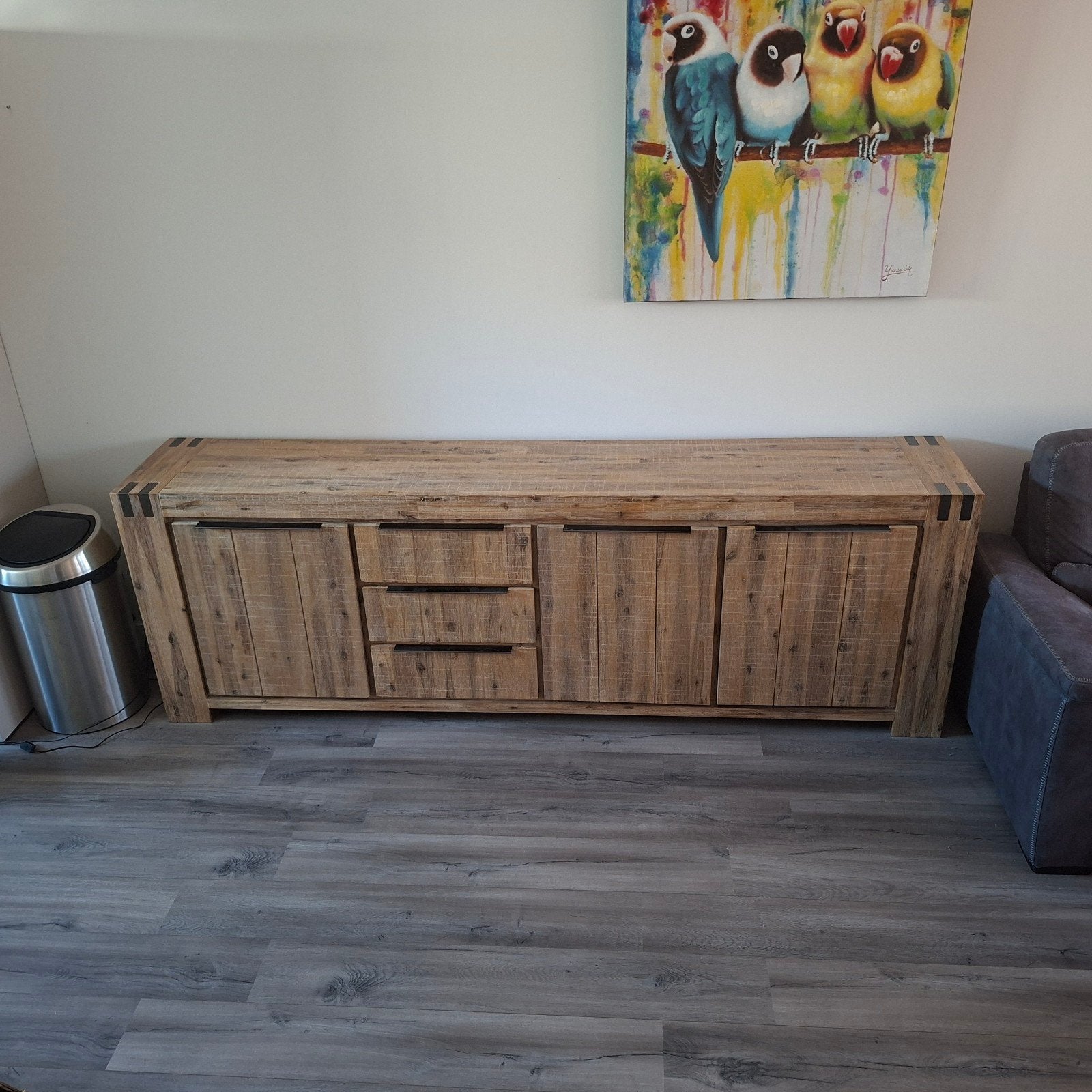 Robuust mango houten dressoir met 3 lades, Huis en Inrichting, Ophalen, Gebruikt, 200 cm of meer, 25 tot 50 cm