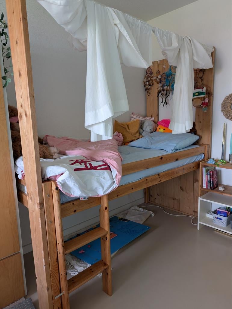 Hoogslaper excl matras, accessoires en incl gordijn, Ophalen, Gebruikt, 90 cm, 200 cm