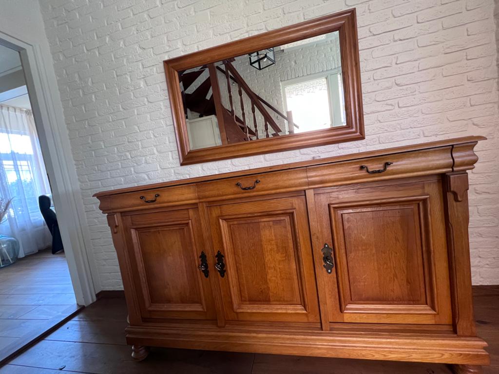 Eiken Dressoir met Spiegel, Huis en Inrichting, Kasten | Dressoirs, Ophalen, Gebruikt, 150 tot 200 cm, Eikenhout