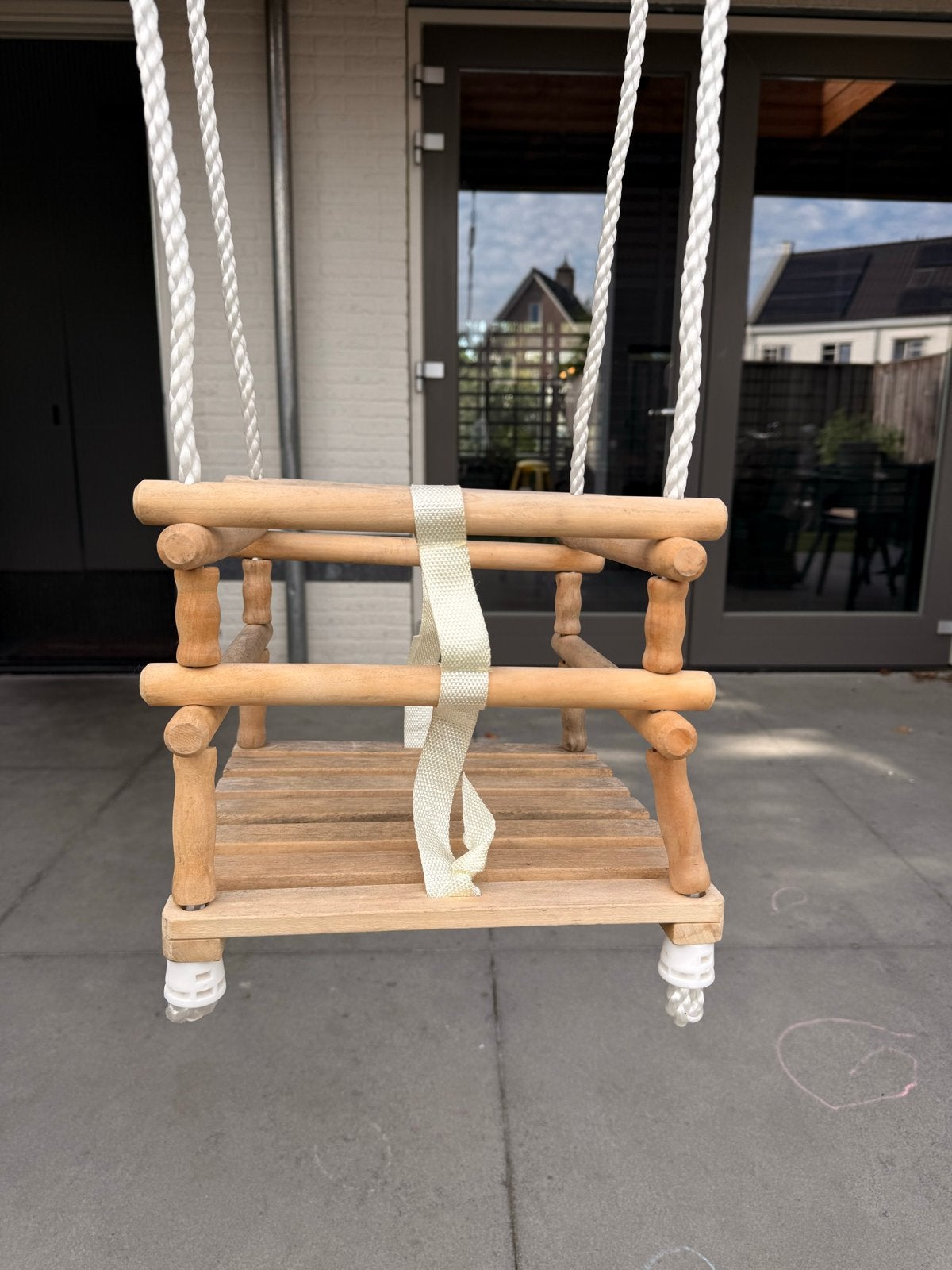 Houten schommel met banden voor balkbevestiging, Kinderen en Baby's, Speelgoed | Buiten | Speeltoestellen, Ophalen, Gebruikt, Schommel