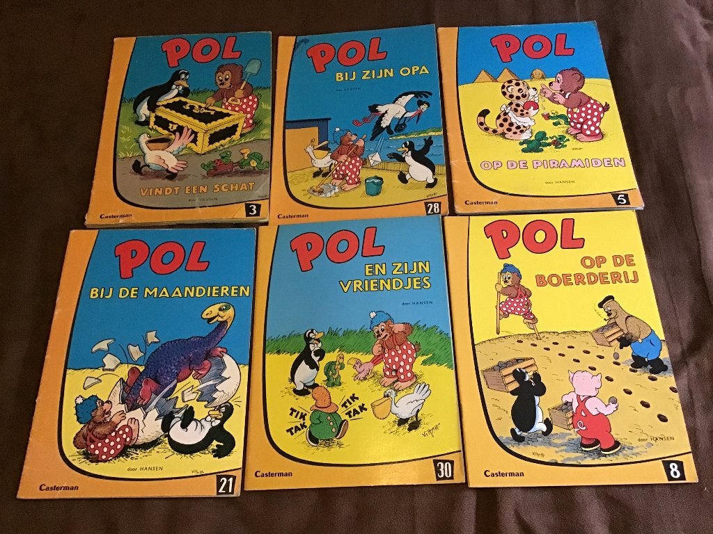 6 uitgaves Pol,Pel en Pingo door Hansen, Meerdere stripboeken, Ophalen of Verzenden, Gelezen
