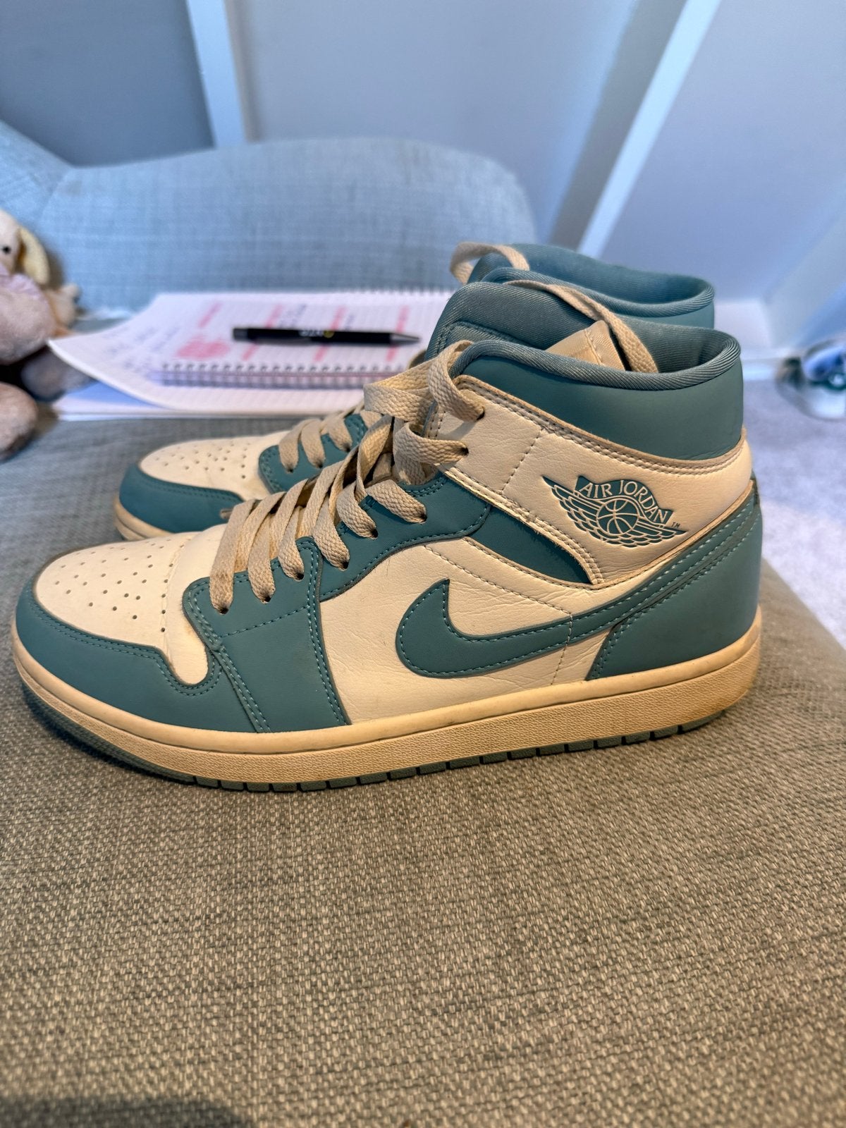Nike Air Jordan 1 Mid SE 'Dutch Green' - Maat 41, Ophalen of Verzenden, Gedragen, Groen, Sneakers of Gympen