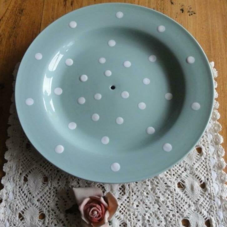 SALE etagere bord, Laura Ashley, mintgroen, witte dots, Huis en Inrichting, Keuken | Servies, Gebruikt, -, -, Ophalen of Verzenden