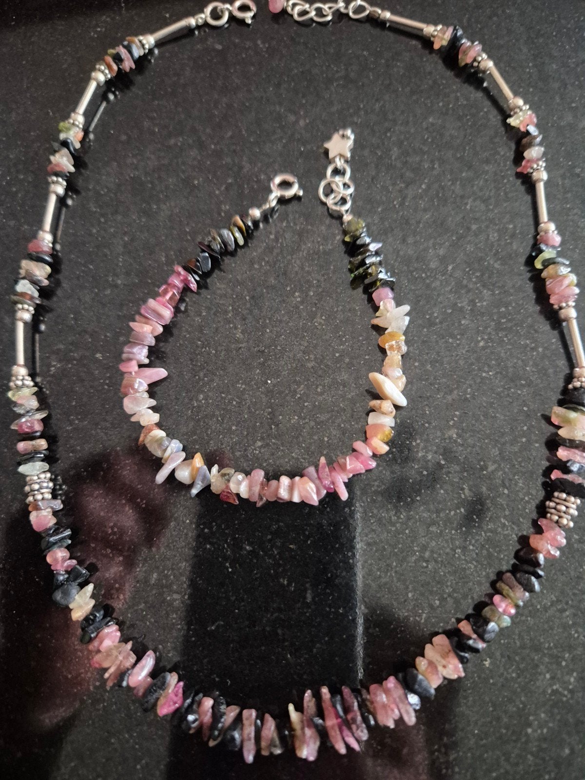 Leuke ketting met bijpassende armband, Sieraden, Tassen en Uiterlijk, Kettingen, Verstelbaar, Verzenden, Nieuw, Steen of Mineraal