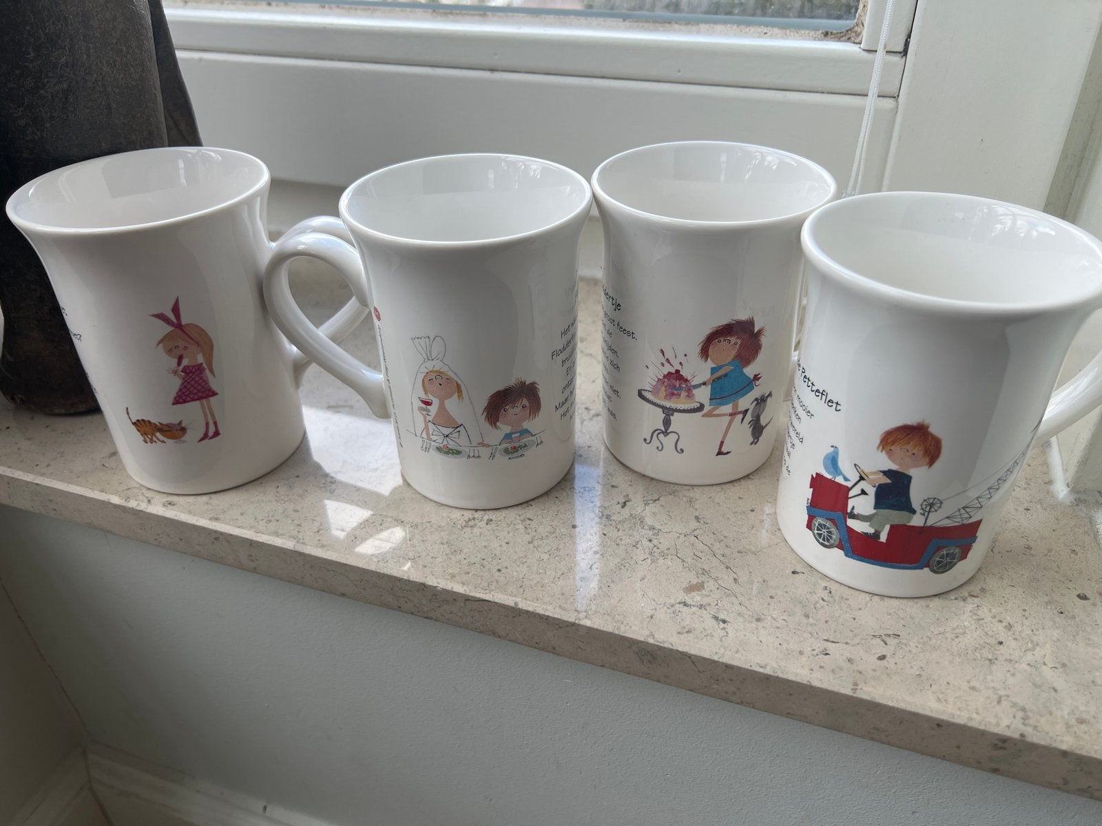 Douwe Egberts mokken Pluk van de Petteflet Floddertje, Huis en Inrichting, Keuken | Servies, Gebruikt, Overige merken, Keramiek