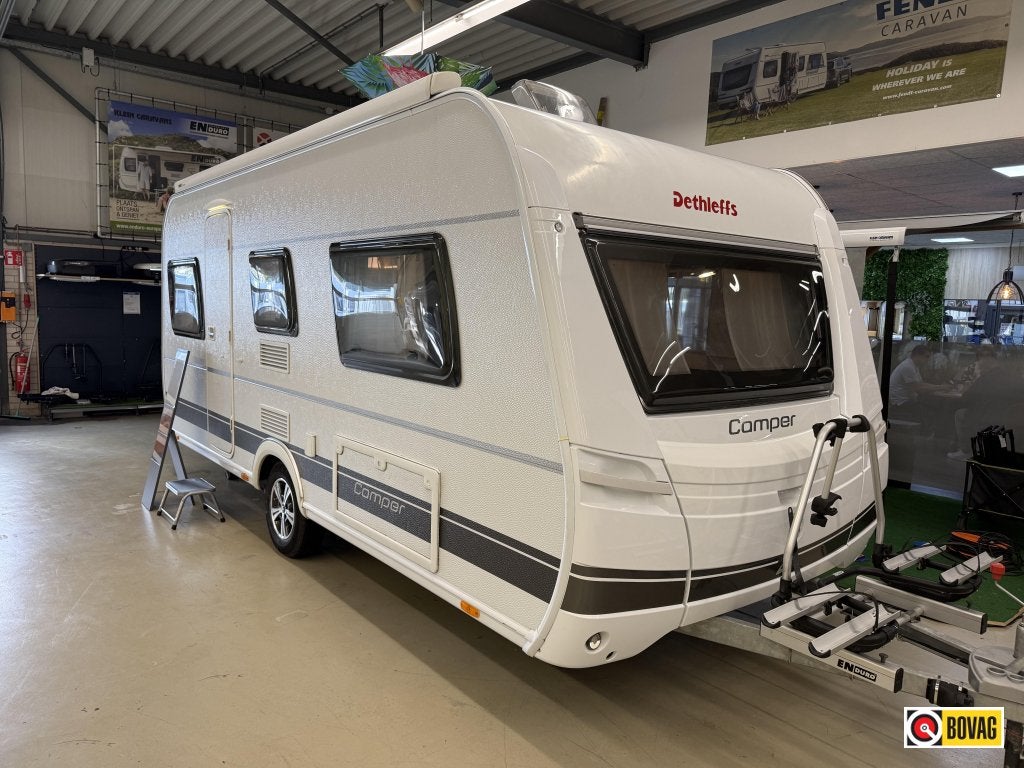 Dethleffs Camper 470 ER +mover+luifel+fietsendrag, Rondzit, Fietsenrek, Bedrijf, 2 aparte bedden