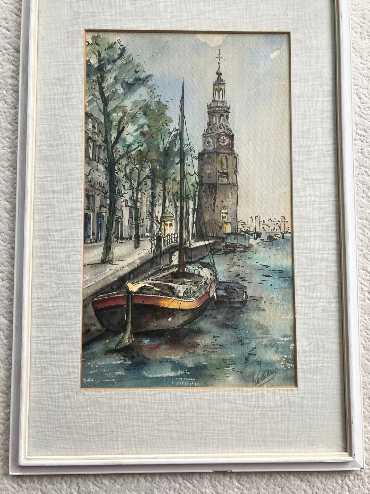 Aquarel Westertoren, Antiek en Kunst, Ophalen