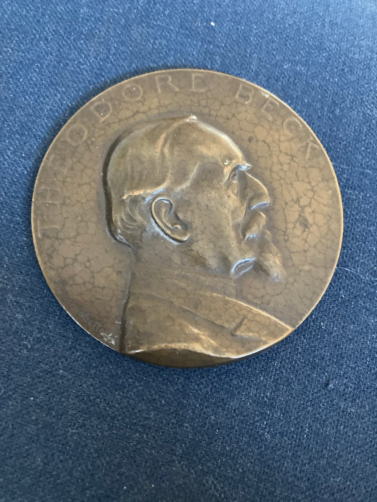 Theodore Beck Medaille door Henri Vallette, Ophalen of Verzenden, Brons, Buitenland