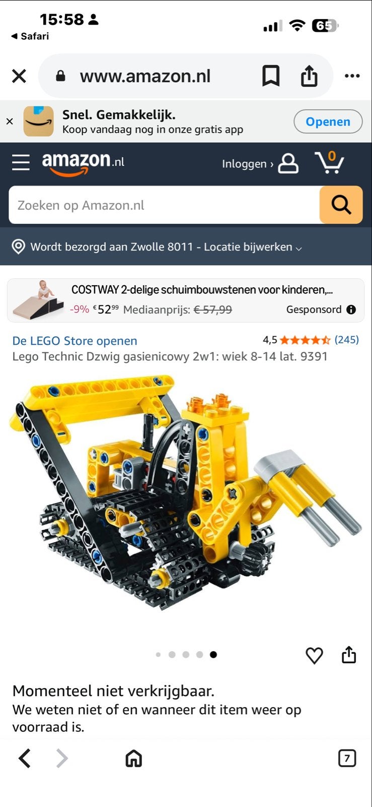 LEGO Technic Kraan met Rupsbanden (9391) 2-in-1, Ophalen of Verzenden, Gebruikt