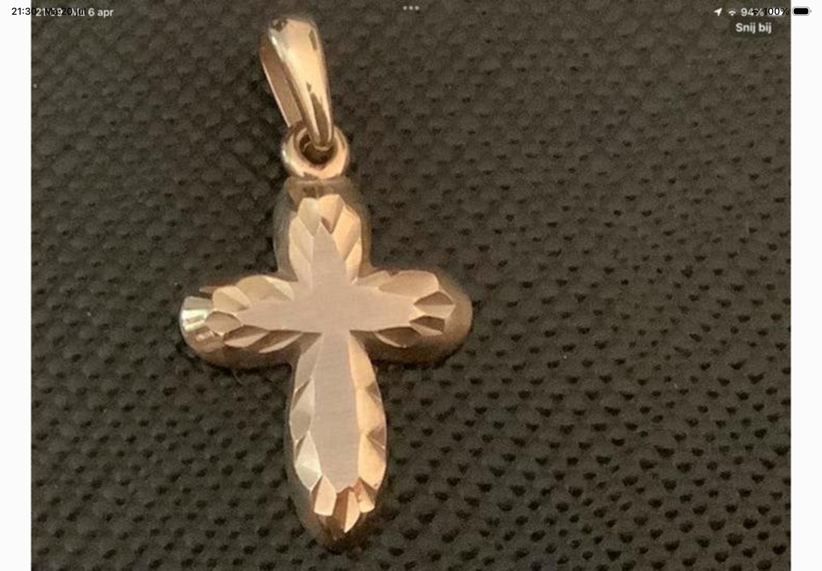 Prachtige vintage Kettinghanger kruis , 14 karaat goud 585, Verzenden, Zo goed als nieuw, Kruis of Symbool, Goud