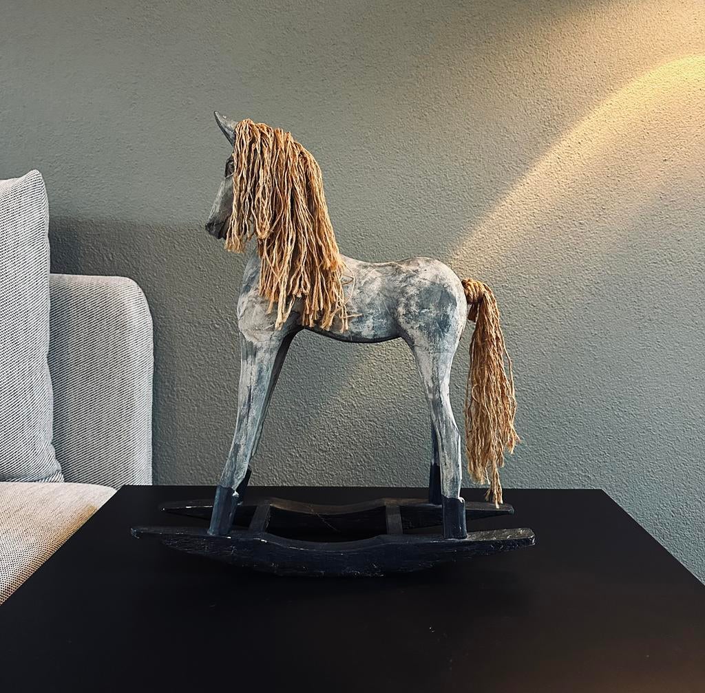 Decoratief houten hobbelpaard, Huis en Inrichting, Woonaccessoires | Overige, Ophalen, Zo goed als nieuw, Hout, Landelijk