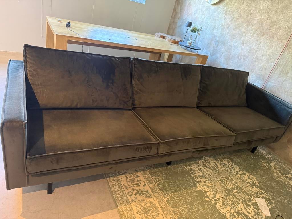 Te koop: Homestock groene Velvet 3 zits bank, Huis en Inrichting, 250 tot 300 cm, Velvet, Driepersoons, 75 tot 100 cm