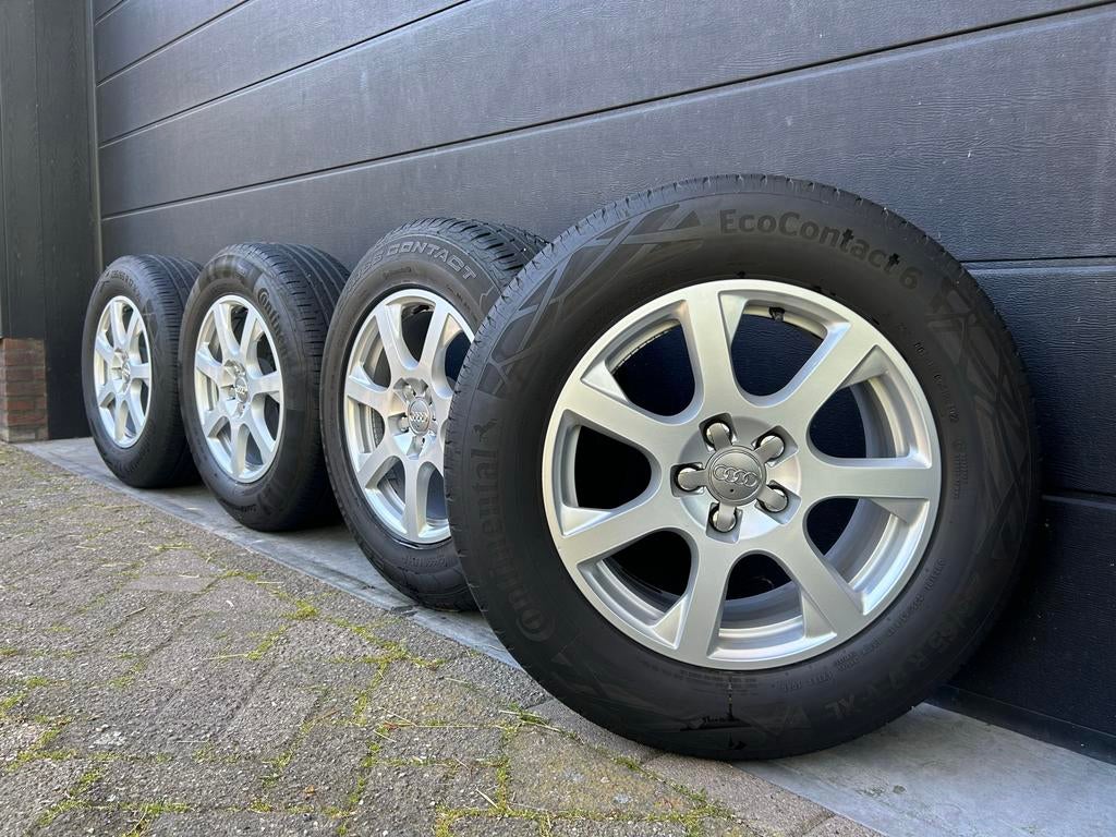 Originele Audi Q5 velgen met Continental EcoContact 6 banden, Ophalen, Gebruikt, Banden en Velgen, 17 inch