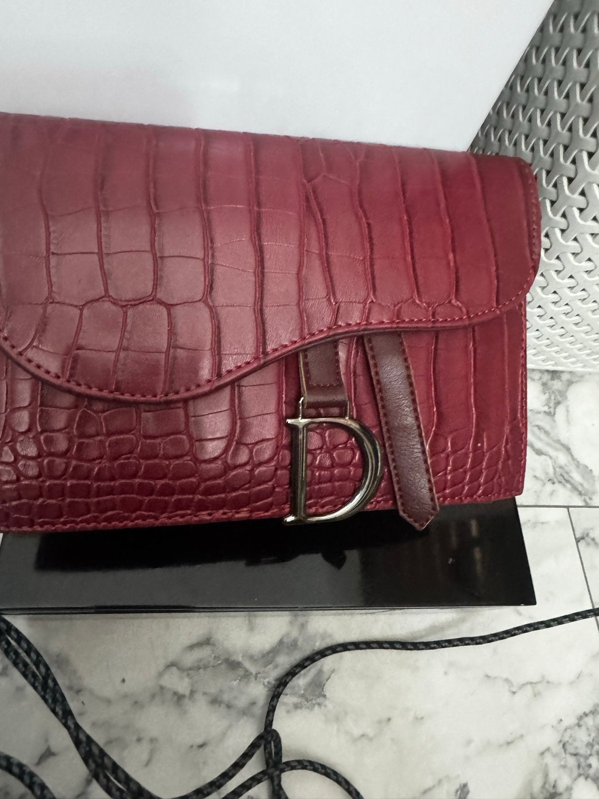 Stijlvolle Dames Tas - Bordeauxrood met Croco Print, Ophalen, Gebruikt, Rood, Avondtasje