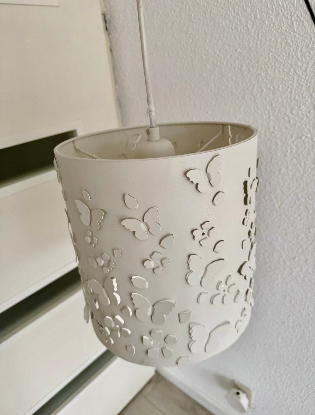 Lamp wit kinderkamer vlinders, Ophalen, Zo goed als nieuw, Wit, Rond
