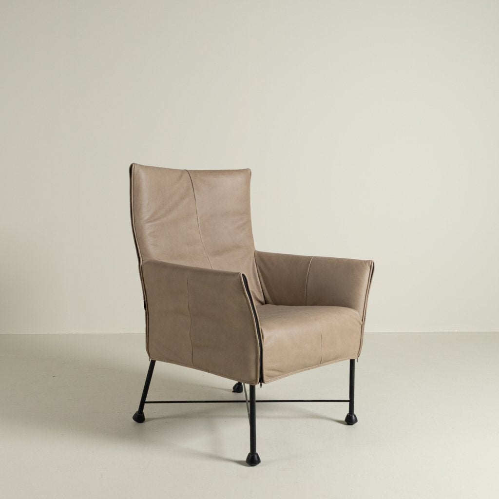 Montis Charly Fauteuil Rancho Stone Leer - Zwart (Op Doppen), Niet ingevuld, Zo goed als nieuw, Niet ingevuld, Niet ingevuld