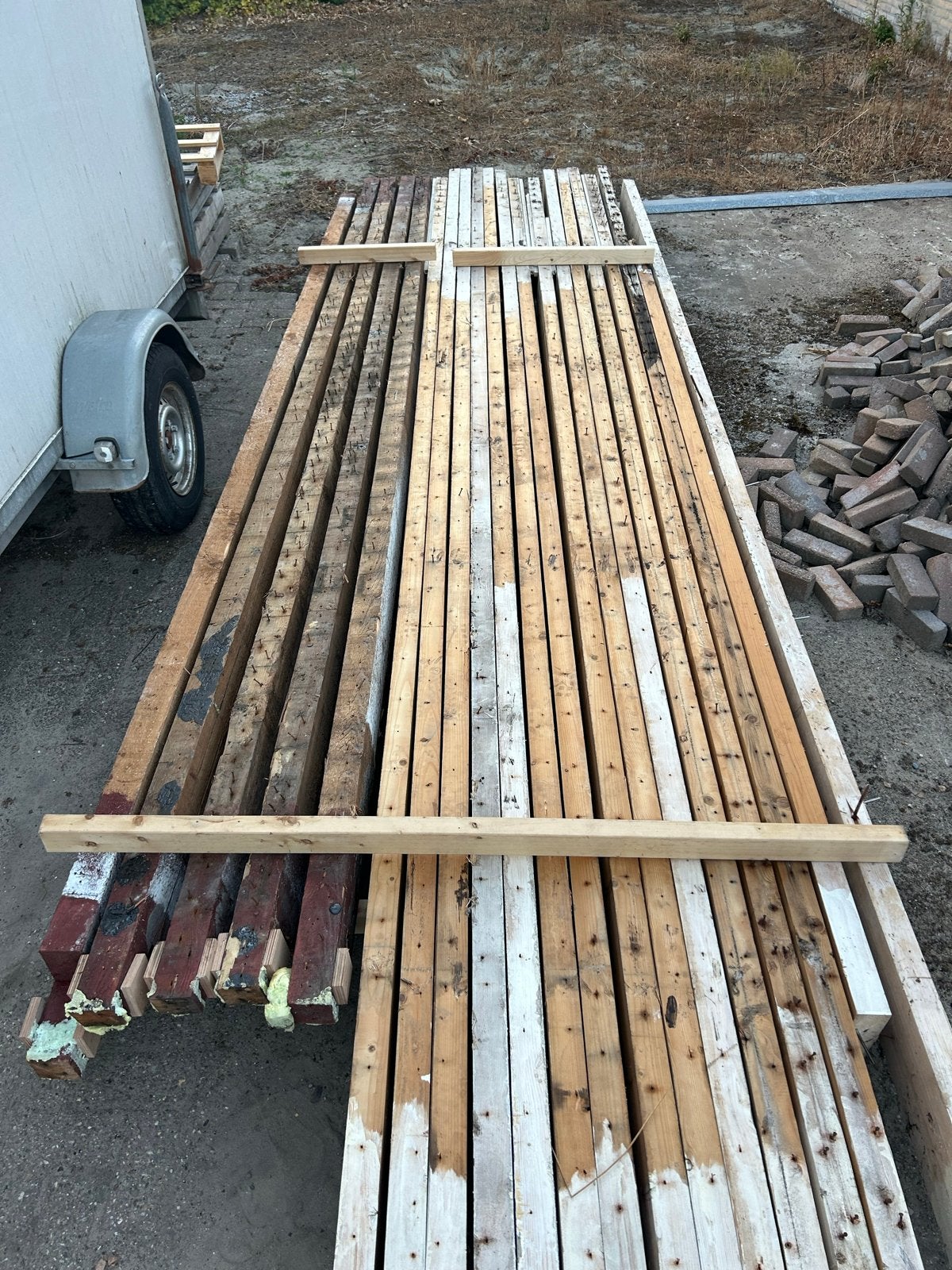 Gebruikte houten balken, Doe-het-zelf en Verbouw, Hout en Planken, Ophalen, Gebruikt, Balk, Vuren