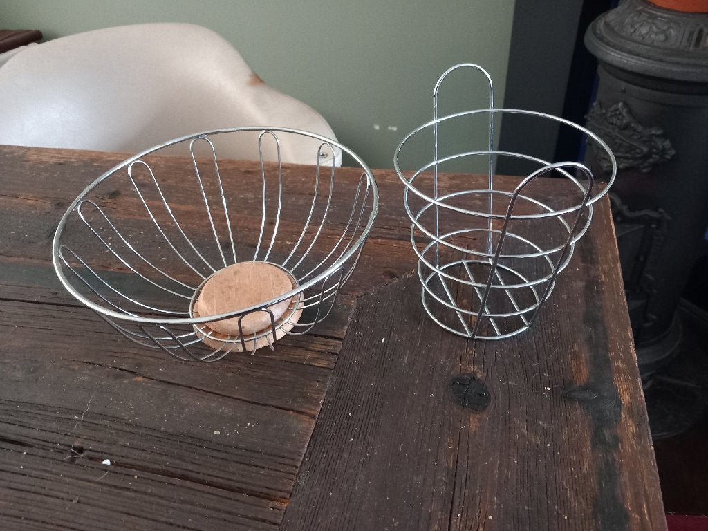 set hippe draadmanden schalen fruit planthanger vintage mand, Ophalen of Verzenden