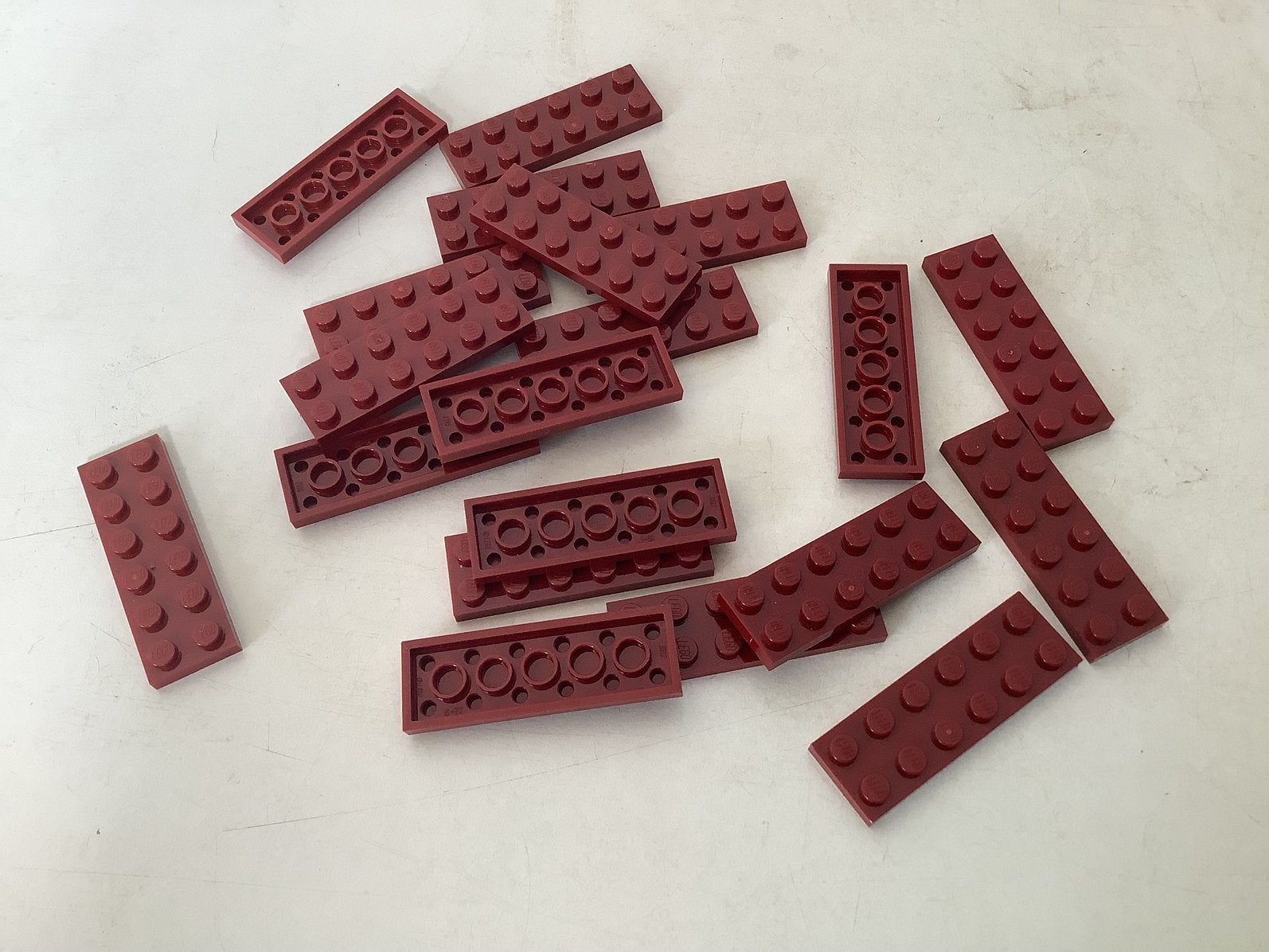 Lego plaat 2x6 donker rood, Ophalen of Verzenden, Gebruikt, Losse stenen, Lego
