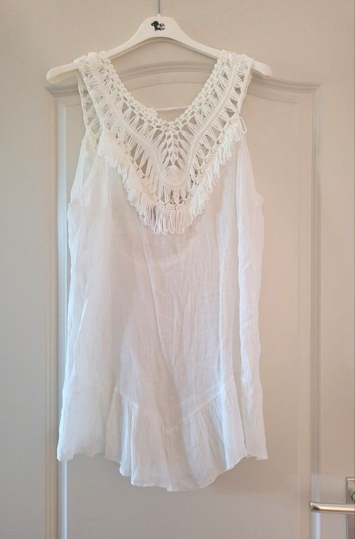 Witte Ibiza stijl top - maat S/M -, Kleding | Dames, Wit, Nieuw, Ophalen of Verzenden, Korte mouw