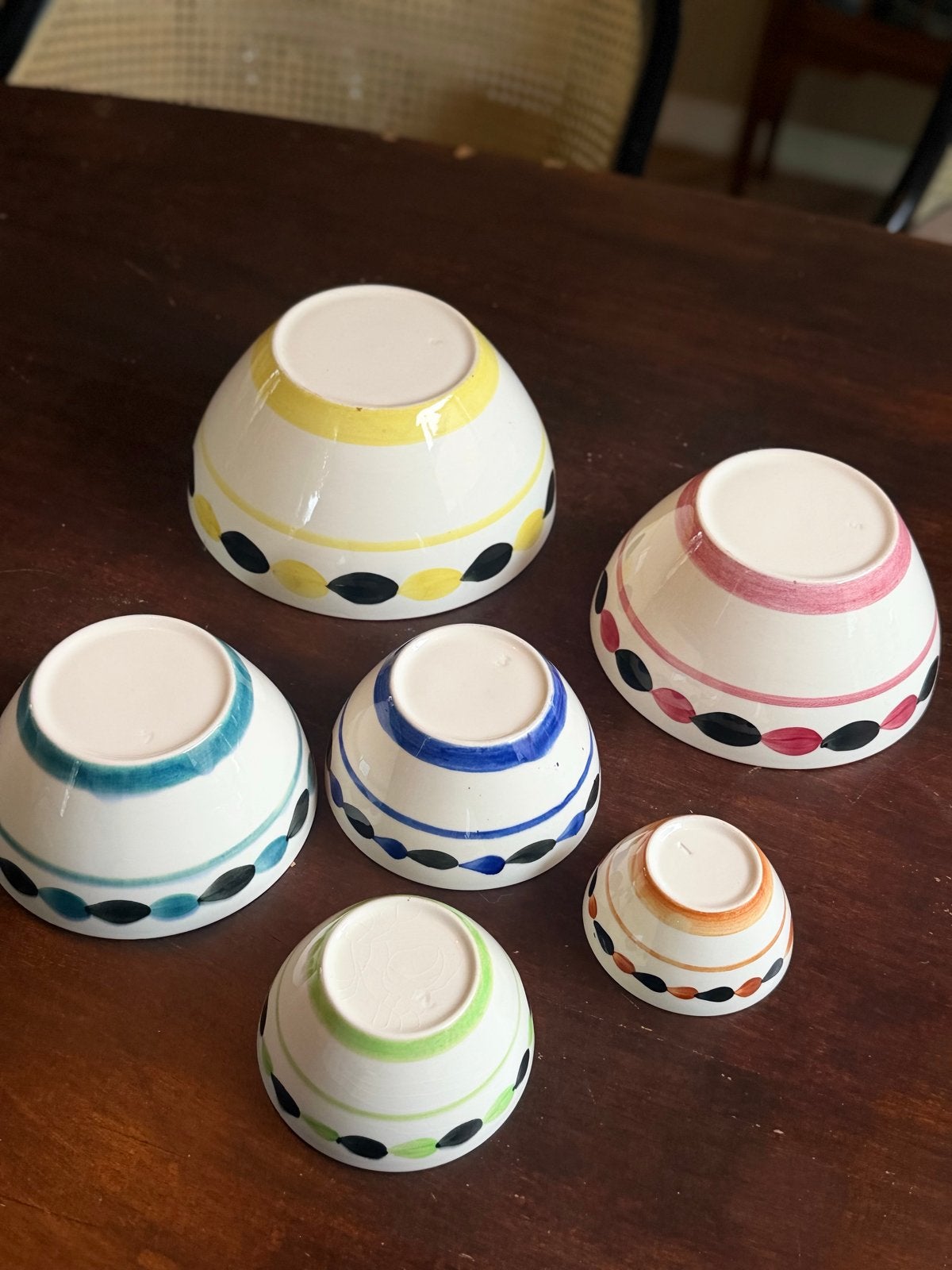 Vintage Franse Café au Lait Kommen - Set van 6 met Retro Pat, Ophalen of Verzenden