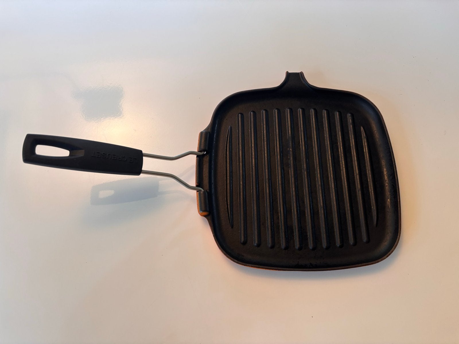 Le Creuset grillpan met inklapbaar handvat, Koekenpan, Gebruikt, Gietijzer, Le Creuset